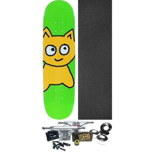 Meow Skateboards Big Cat Green Skateboard Deck - 8" x 31.750" - Complete Skateboard Bundle